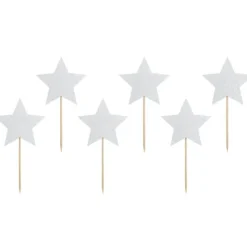 PARTYDECO Cake Toppers Étoiles Argent (x6) Hot