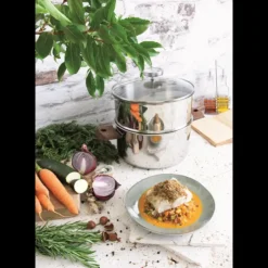 CRISTEL Casserole et Cuit Vapeur Inox Ø 24 cm Anses Mutine Noir Biome Sale