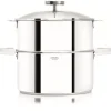CRISTEL Casserole et Cuit Vapeur Inox Ø 24 cm Anses Mutine Blanc Biome New