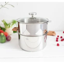 CRISTEL Casserole et Cuit Vapeur Inox Ø 24 cm Anses Olivier Biome Discount