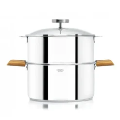 CRISTEL Casserole et Cuit Vapeur Inox Ø 24 cm Anses Olivier Biome Discount