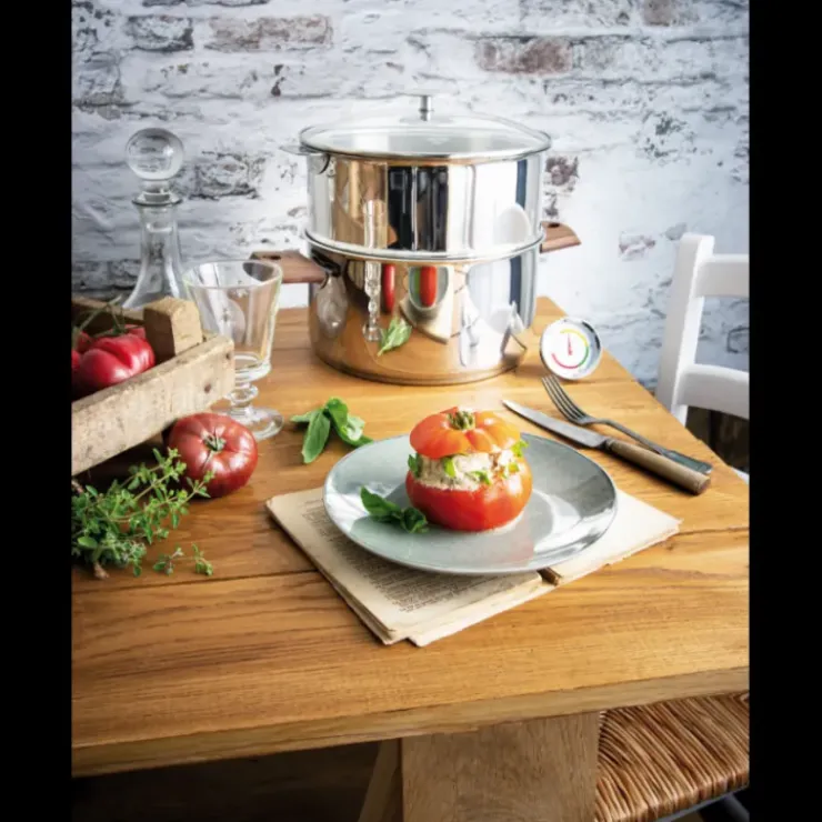 CRISTEL Casserole et Cuit Vapeur Inox Ø 20 cm Anses Mutine Framboise Biome Outlet