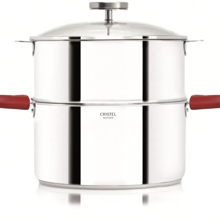 CRISTEL Casserole et Cuit Vapeur Inox Ø 24 cm Anses Mutine Framboise Biome Sale