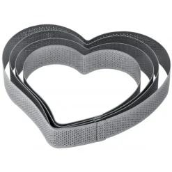 PAVONI Cercle à Entremets Coeur Inox Micro-perforé 22,5 x 21 cm x H 3,5 cm Hot