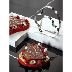 PAVONI Cercle à Entremets Coeur Inox Micro-perforé 22,5 x 21 cm x H 3,5 cm Hot