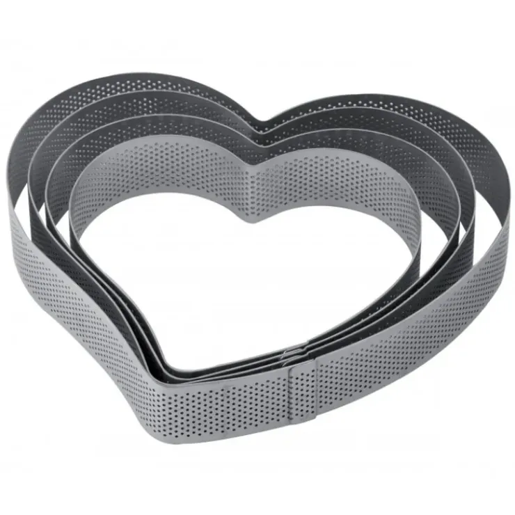 PAVONI Cercle à Entremets Coeur Inox Micro-perforé 20,5 x 19 cm x H 3,5 cm Clearance