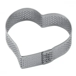 PAVONI Cercle à Tarte Coeur Inox Micro-perforé 7,5 x 7 cm x H 2 cm Best