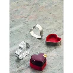 PAVONI Cercle à Tarte Coeur Inox Micro-perforé 7,5 x 7 cm x H 2 cm Best