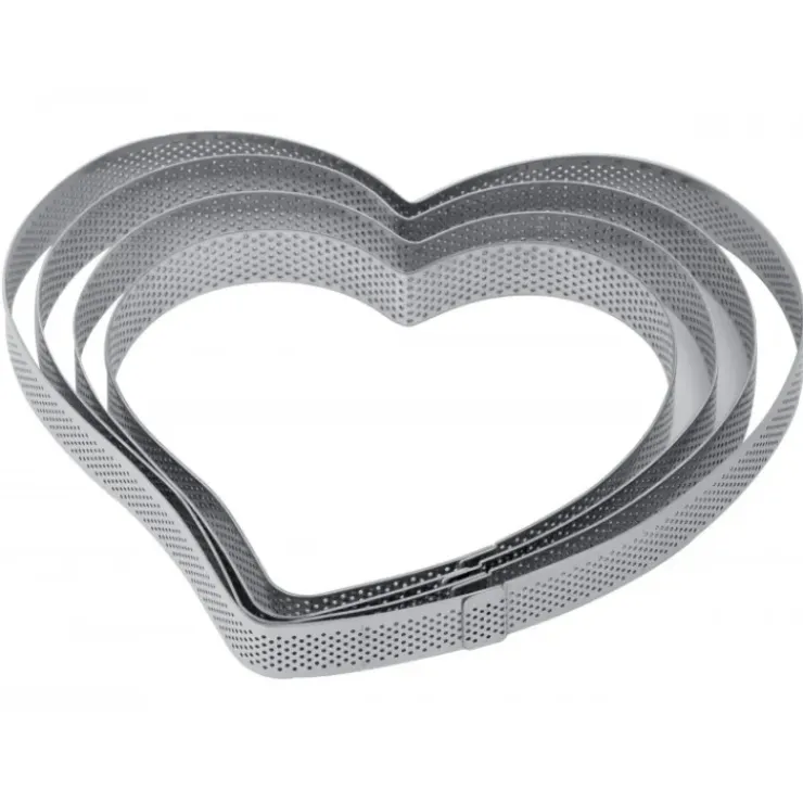 PAVONI Cercle à Tarte Coeur Inox Micro-perforé 20,5 x 19 cm x H 2 cm Sale