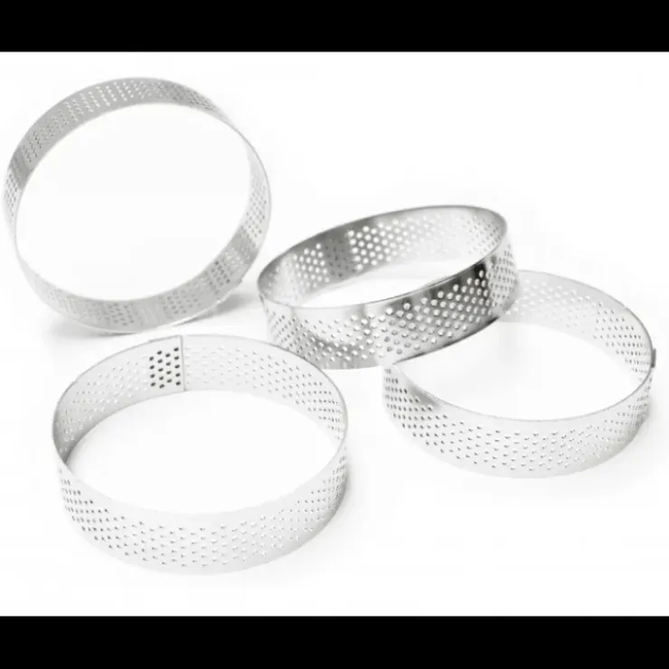 SCRAPCOOKING Cercles à Tarte Individuels Perforés Ronds 8 cm (x4) Hot