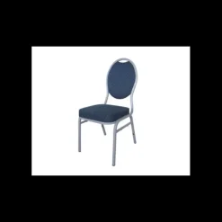 LYROSE Chaise Empilable Argentée avec Assise Bleue Matignon Discount