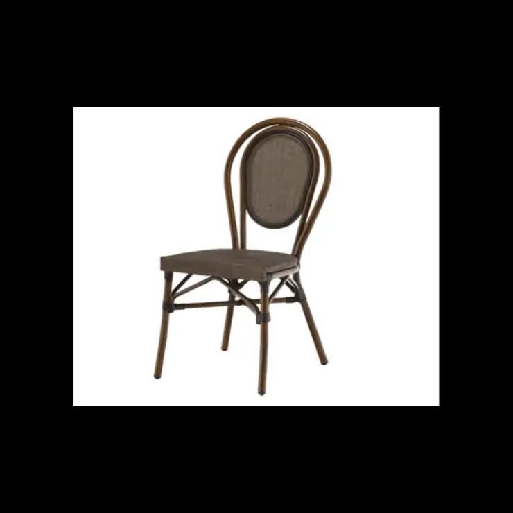 LYROSE Chaise Imitation Rotin Moka et Bois Hot
