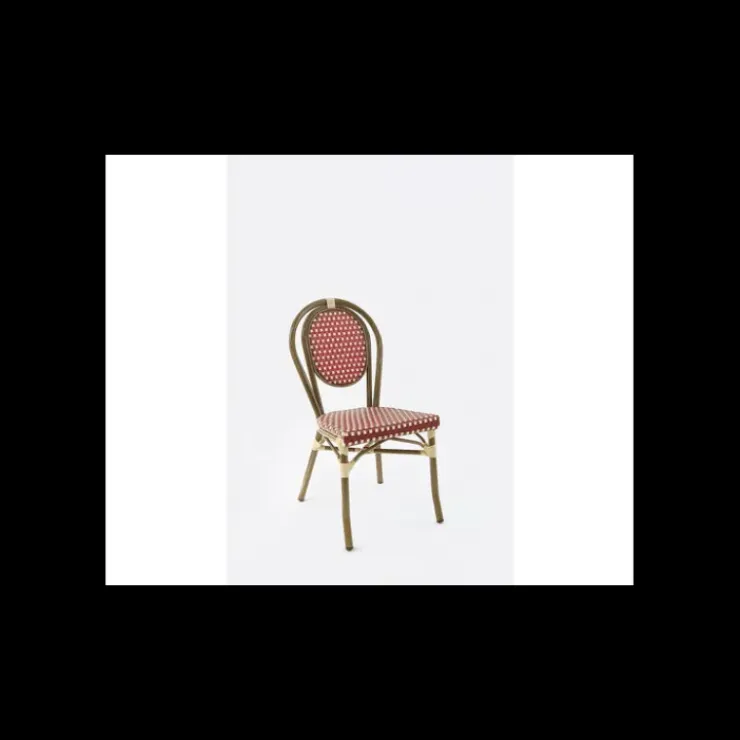LYROSE Chaise Tressée Bamboo Rouge et Crème Discount