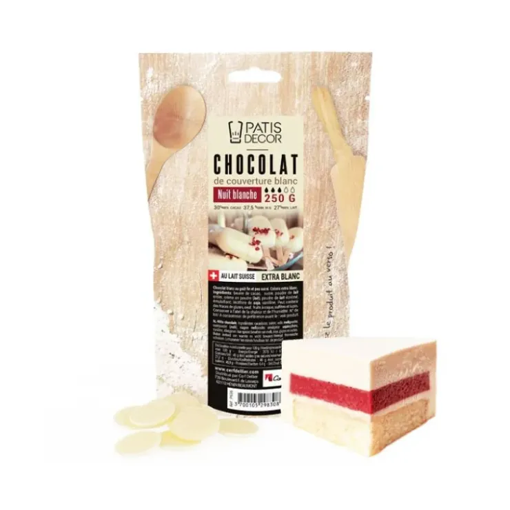 PATISDECOR Chocolat de Couverture Blanc Nuit Blanche 37% 250 g Patisdécor Online