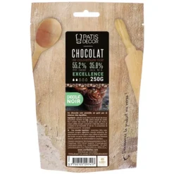 PATISDECOR Chocolat de Couverture Noir Excellence 55% 250g Patisdécor