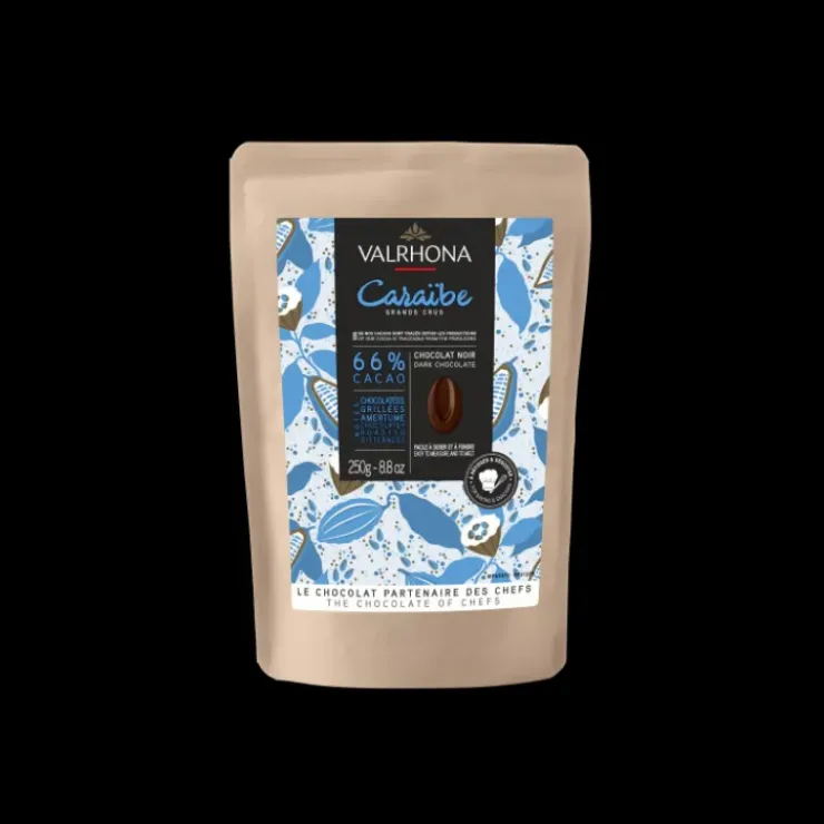 VALRHONA Chocolat de Couverture Noir Caraïbes 66% 250g New