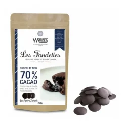 WEISS Chocolat Noir Acarigua 70% Fondettes 250g New