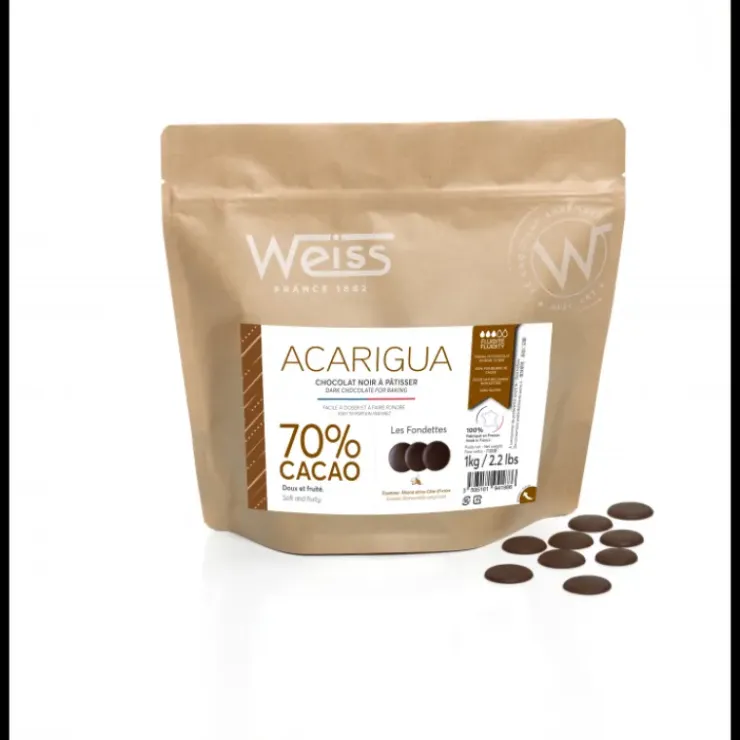 WEISS Chocolat Noir Acarigua Fondette 70% 1 Kg New