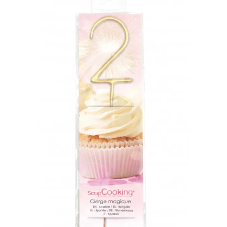 SCRAPCOOKING Cierge Magique Or 17,5 cm Chiffre 2 New