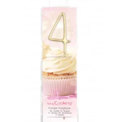 SCRAPCOOKING Cierge Magique Or 17,5 cm Chiffre 4 New