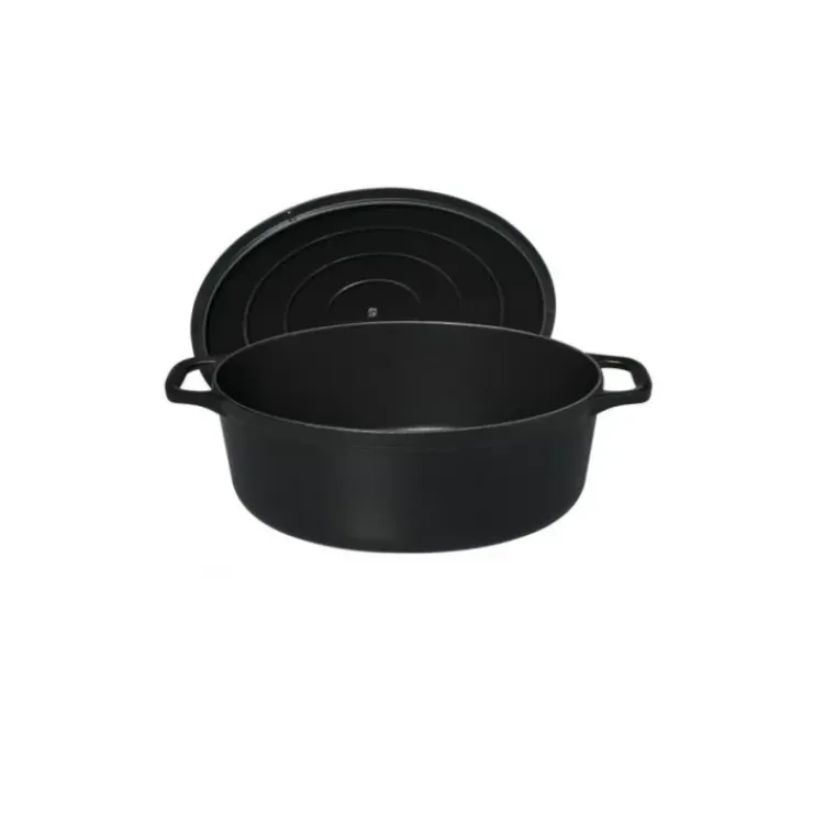 CHASSEUR Cocotte en Fonte Ovale 33 cm Noir Mat Discount