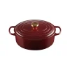 LE CREUSET Cocotte en Fonte Ovale 31 cm Garnet Bouton Doré Signature Hot