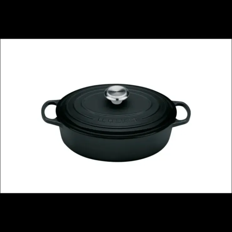 LE CREUSET Cocotte en Fonte Ovale Basse 27 cm Noir Mat Signature Discount
