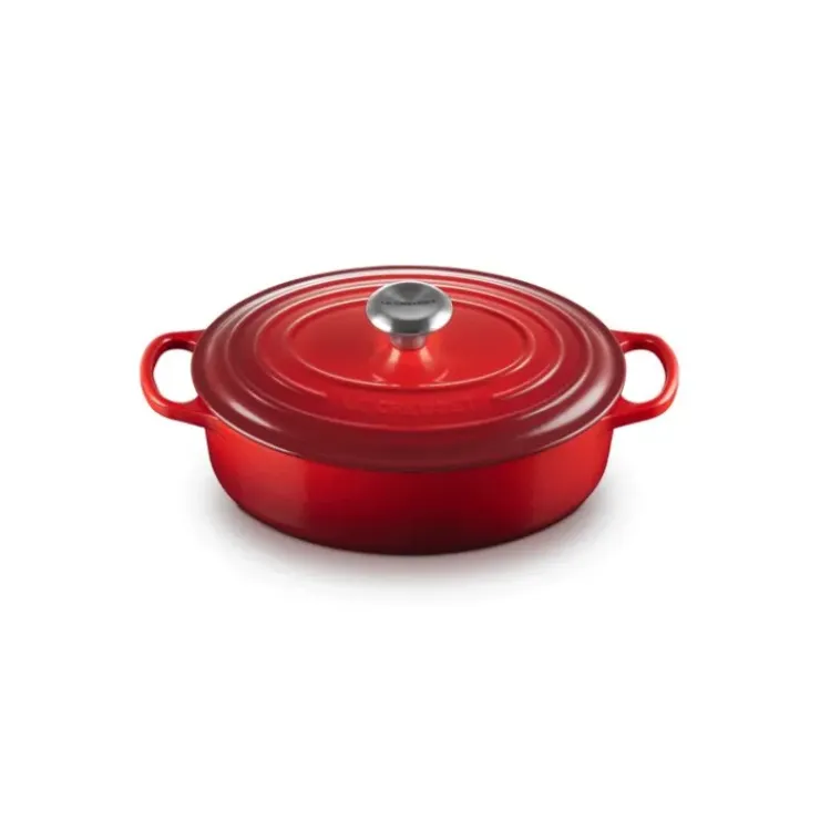 LE CREUSET Cocotte en Fonte Ovale Basse 27 cm Cerise Signature
