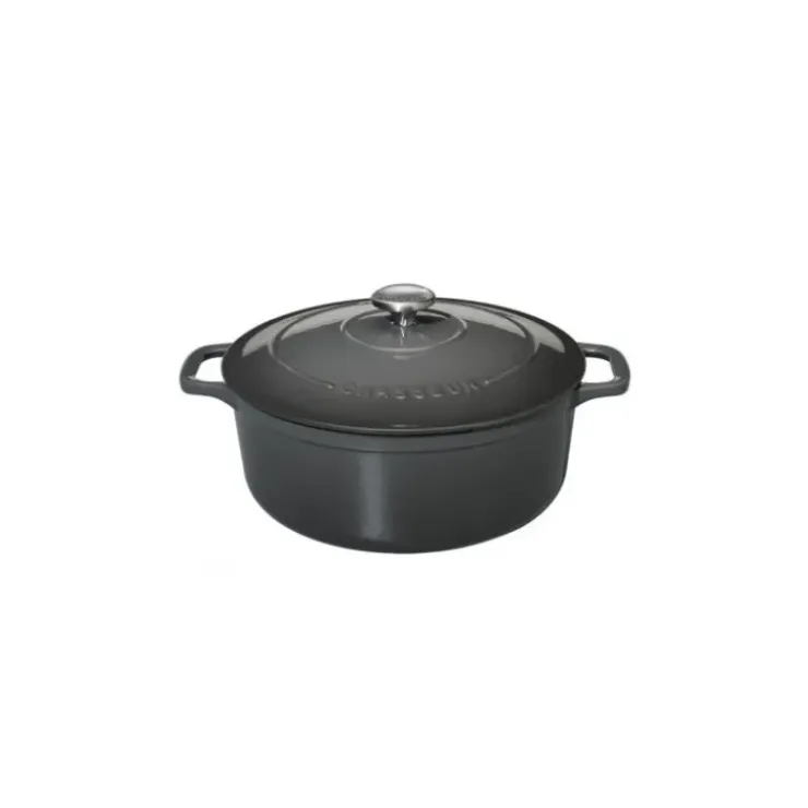CHASSEUR Cocotte en Fonte Ronde 24 cm Caviar Clearance