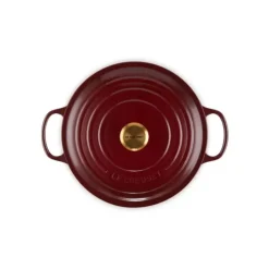 LE CREUSET Cocotte en Fonte Ronde 28 cm Garnet Bouton Doré Signature Sale