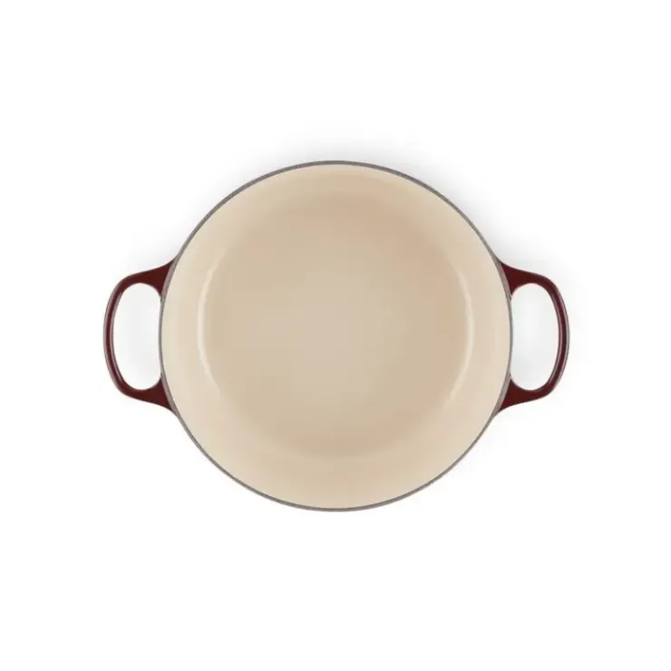 LE CREUSET Cocotte en Fonte Ronde 28 cm Garnet Bouton Doré Signature Sale