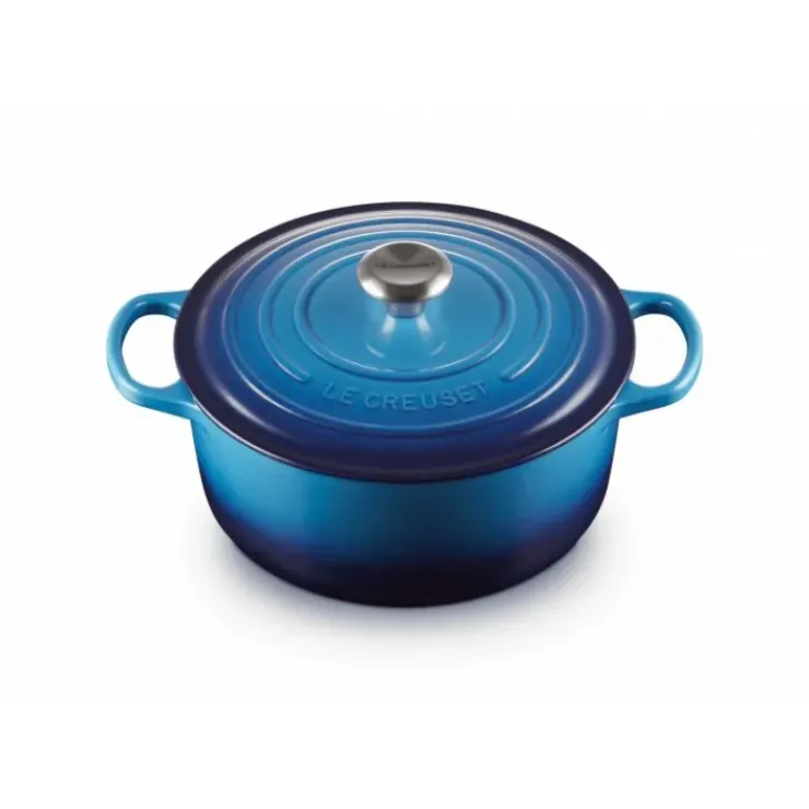 LE CREUSET Cocotte en fonte Ronde 24 cm Azur Signature New