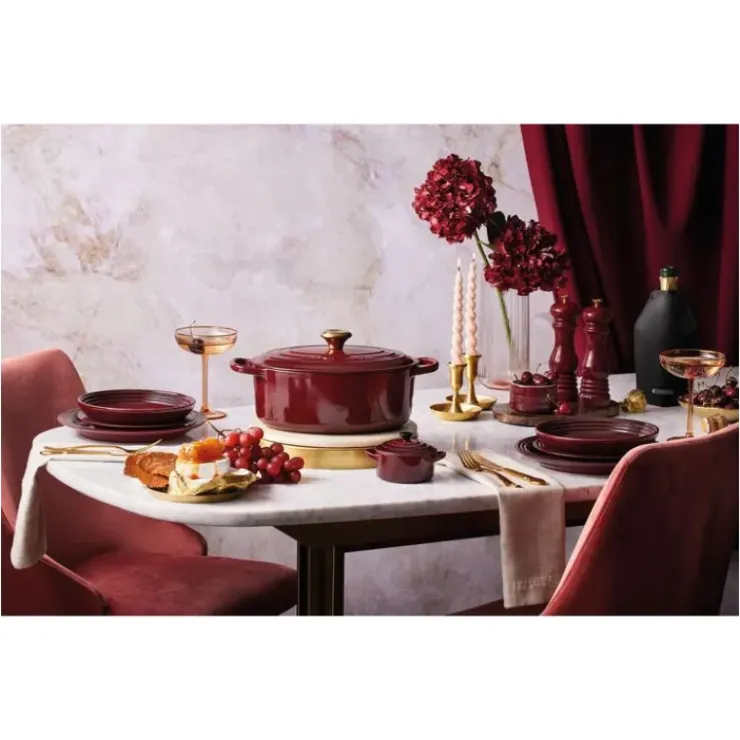 LE CREUSET Cocotte en Fonte Ronde 20 cm Garnet Bouton Doré Signature New