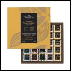 VALRHONA Coffret 50 Carrés de Chocolats Noir et Lait Les Initiés 250 g Discount