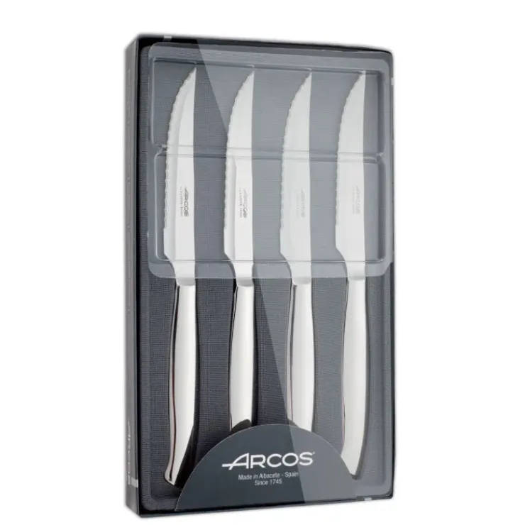 ARCOS Coffret 4 Couteaux à Steak 11 cm Lame Crantée Acier Inoxydable Best