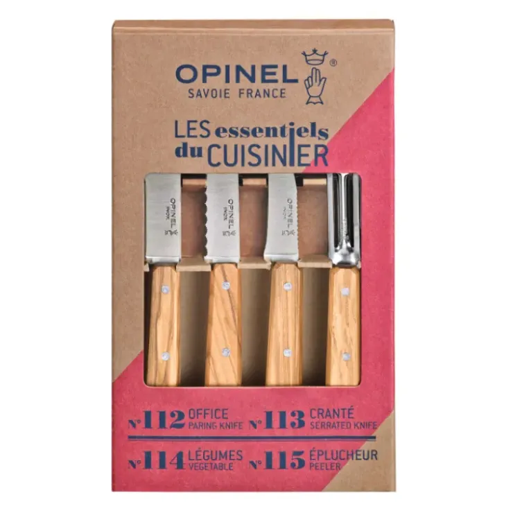 OPINEL Coffret 3 Couteaux de Cuisine et un Eplucheur Olivier Les Essentiels Sale