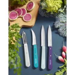 OPINEL Coffret 3 Couteaux de Cuisine et un Eplucheur Art Déco Les Essentiels Hot
