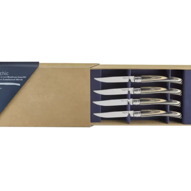 OPINEL Coffret 4 Couteaux de Table Bouleau Lamellé Table Chic