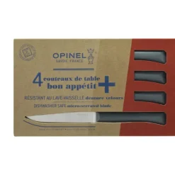OPINEL Coffret 4 Couteaux de Table Anthracite Microdenté Bon Appétit + Hot