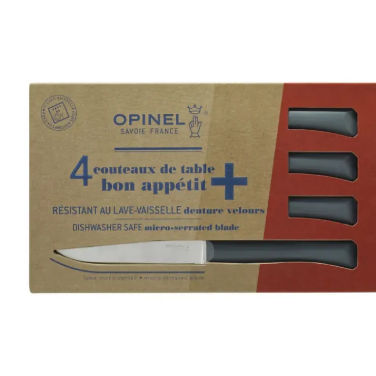 OPINEL Coffret 4 Couteaux de Table Anthracite Microdenté Bon Appétit + Hot