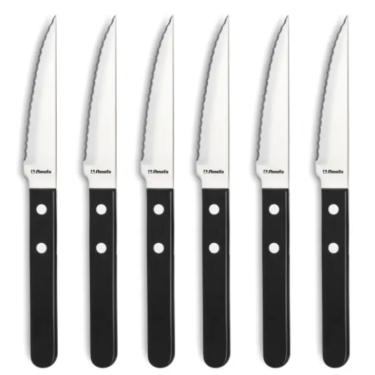 AMEFA Coffret 6 Couteaux Steak Pizza Noir 21,5 cm Clearance
