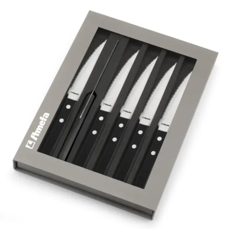 AMEFA Coffret 6 Couteaux Steak Pizza Noir 21,5 cm Clearance