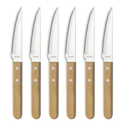 AMEFA Coffret 6 Couteaux Steak Pizza Bois 21,5 cm Sale