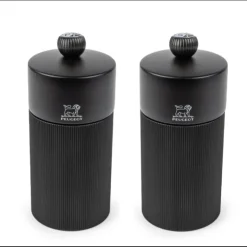 PEUGEOT Coffret 2 Moulins Manuels Sel & Poivre Noir Mat 12 cm + Entonnoir New