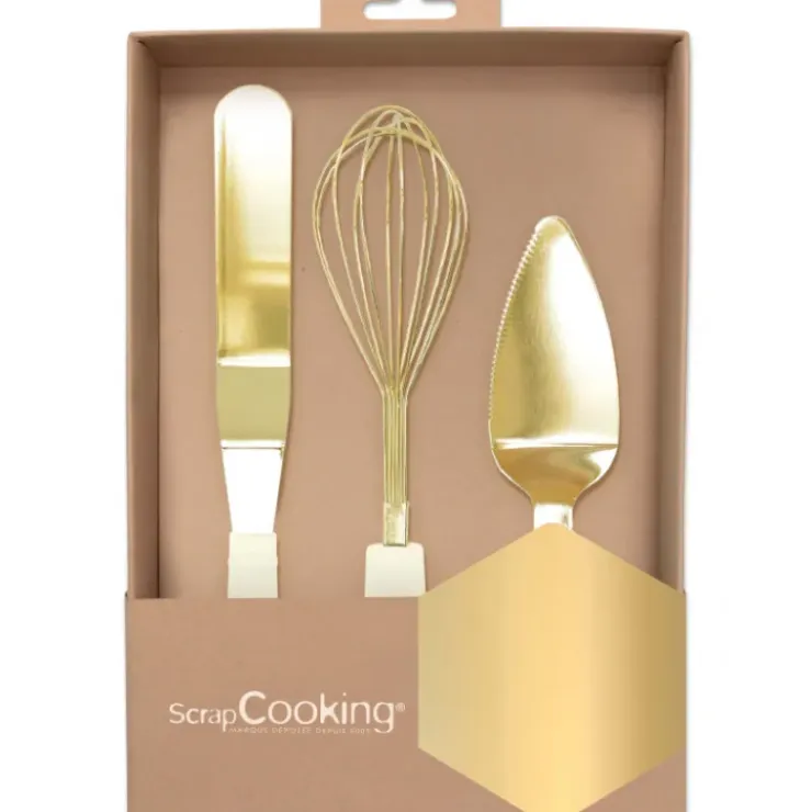 SCRAPCOOKING Coffret 3 Ustensiles Dorés Outlet
