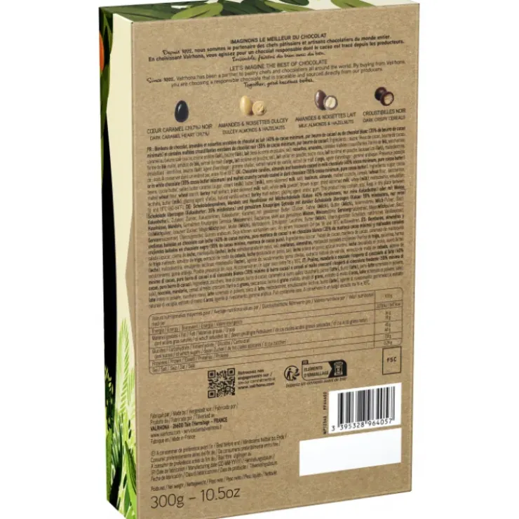 VALRHONA Coffret Assortiment Chocolat Noir, Lait, Dulcey 300 g Hot