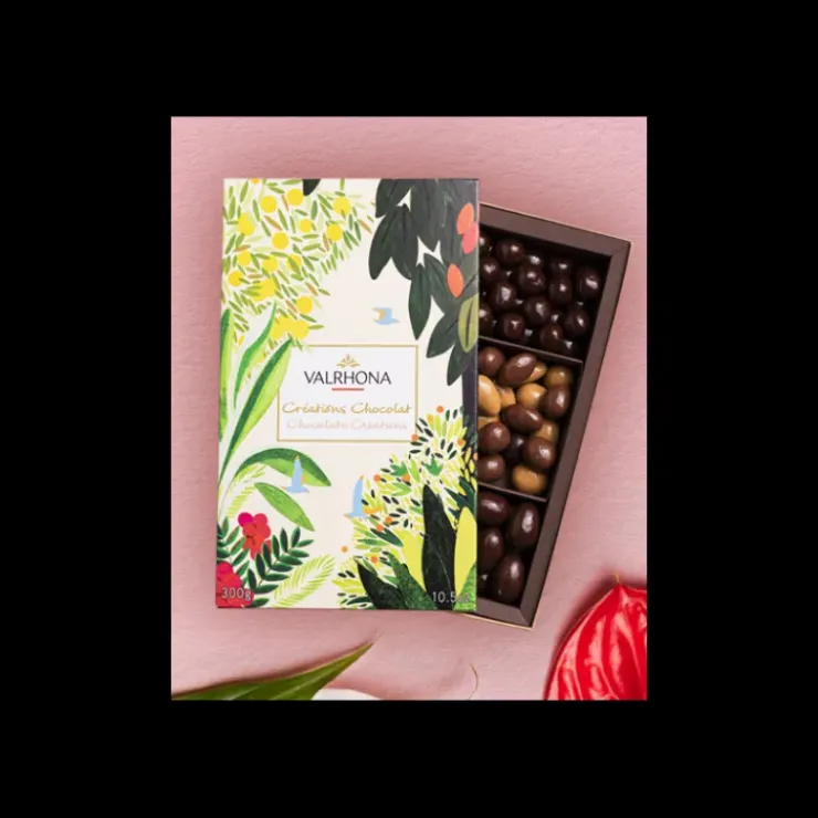 VALRHONA Coffret Assortiment Chocolat Noir, Lait, Dulcey 300 g Hot