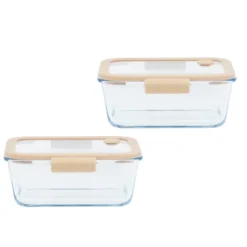 PEBBLY Coffret de 2 Boîtes de Conservation en Verre et Pompe de Mise Sous-Vide Sale