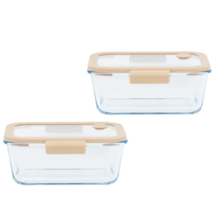 PEBBLY Coffret de 2 Boîtes de Conservation en Verre et Pompe de Mise Sous-Vide Sale