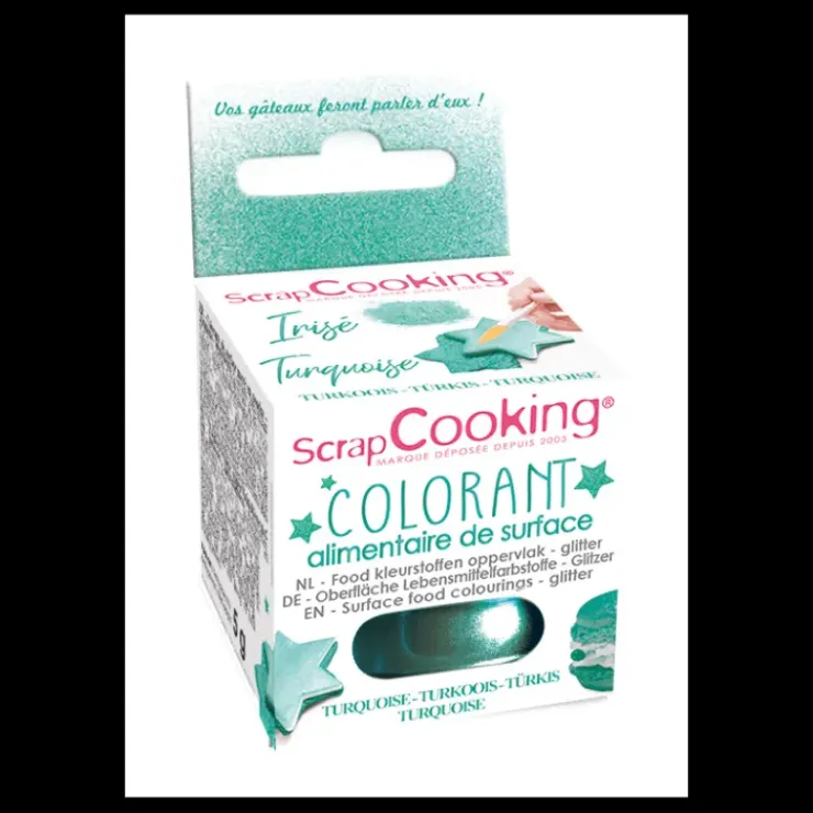 SCRAPCOOKING Colorant Alimentaire de Surface Irisé Turquoise 5 g New